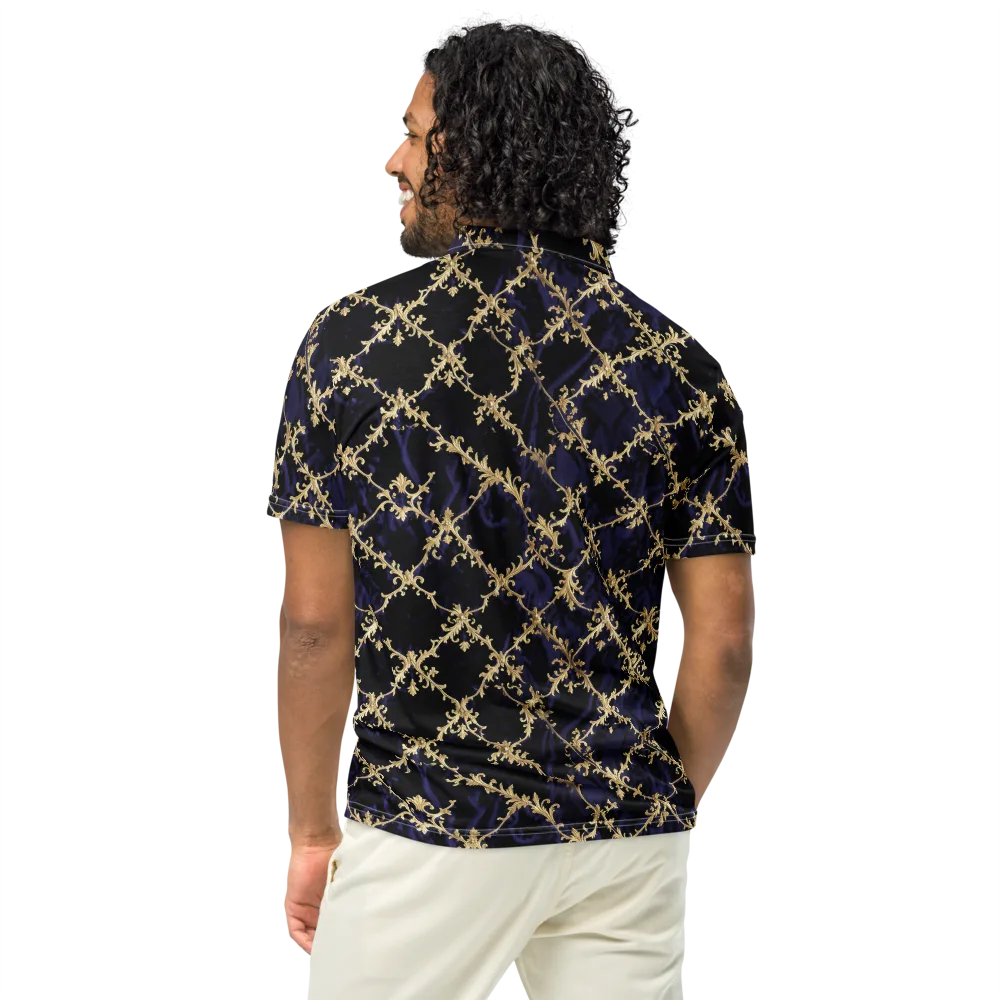 Nocturne Damask on Men's Slim Fit Polo Shirt — Back