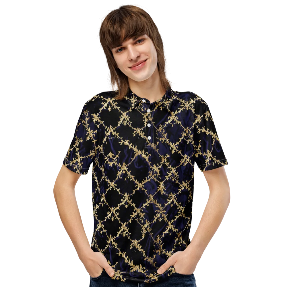 Nocturne Damask on Men's Slim Fit Polo Shirt — Front