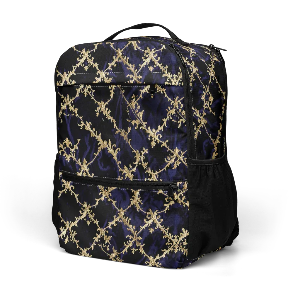 Nocturne Damask on Utility Backpack — Left Front