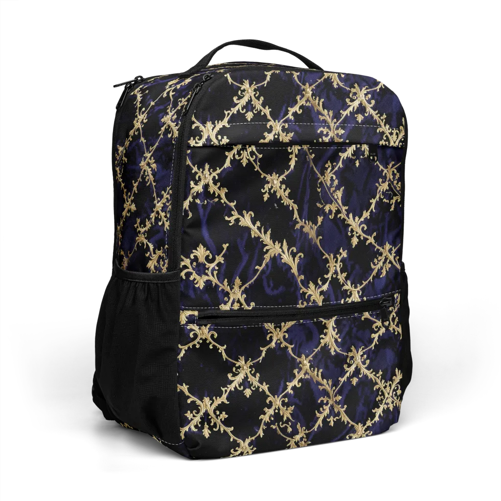 Nocturne Damask on Utility Backpack — Right Front