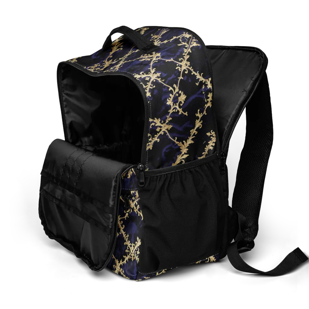 Nocturne Damask on Utility Backpack — Product details 2