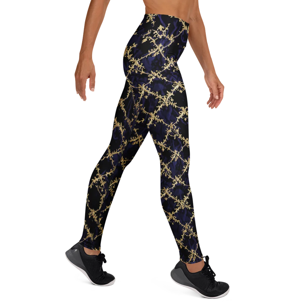 Nocturne Damask on Yoga Leggings — Right