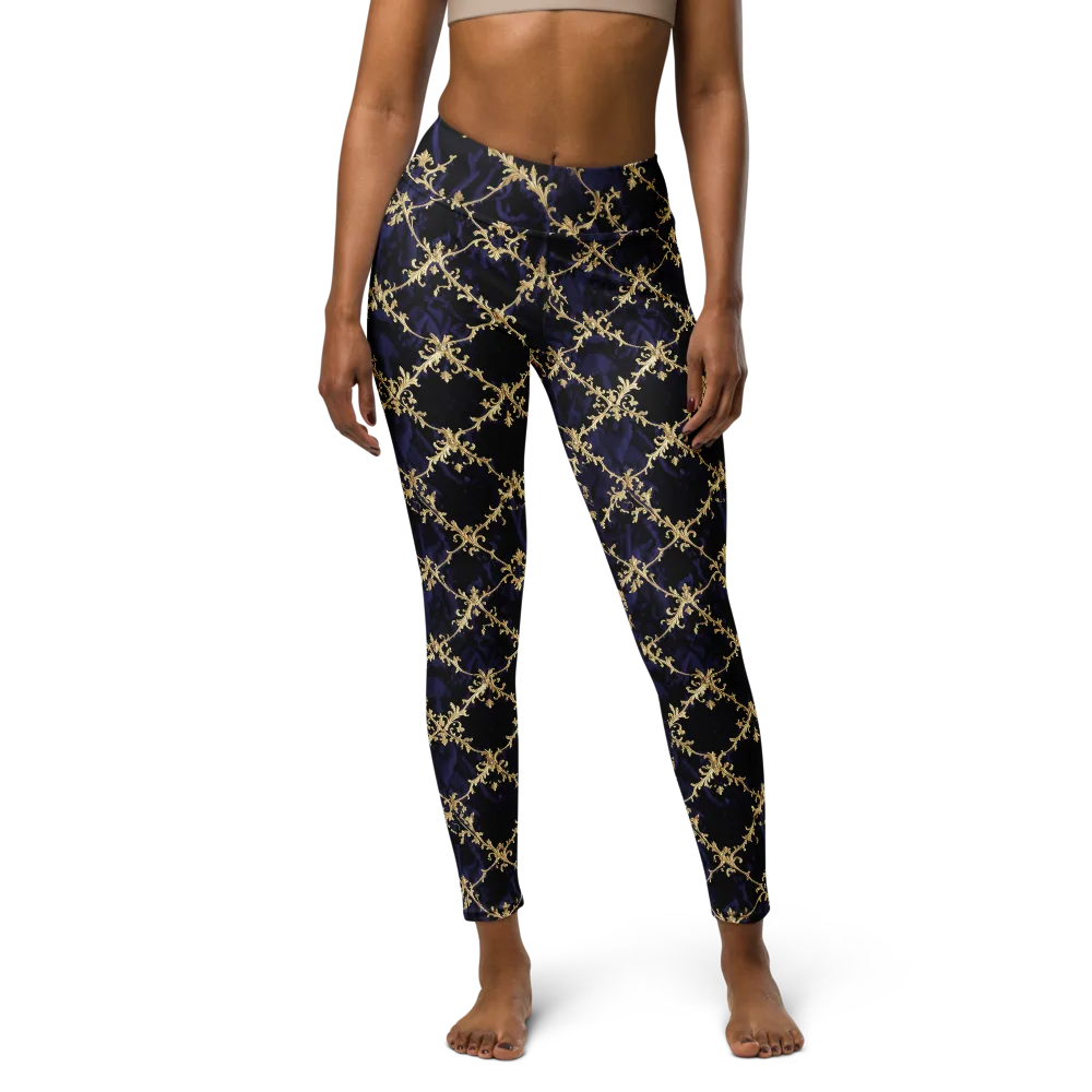 Nocturne Damask on Yoga Leggings — Front