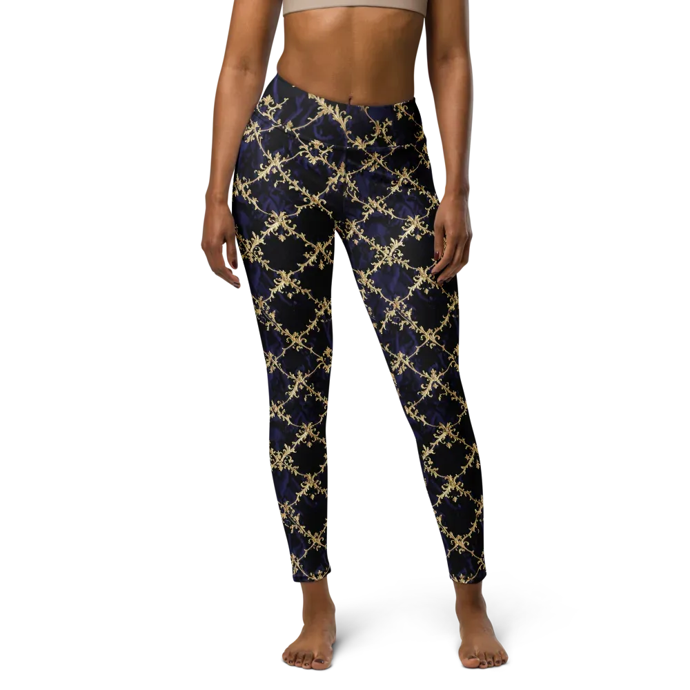 Nocturne Damask on Yoga Leggings — Front