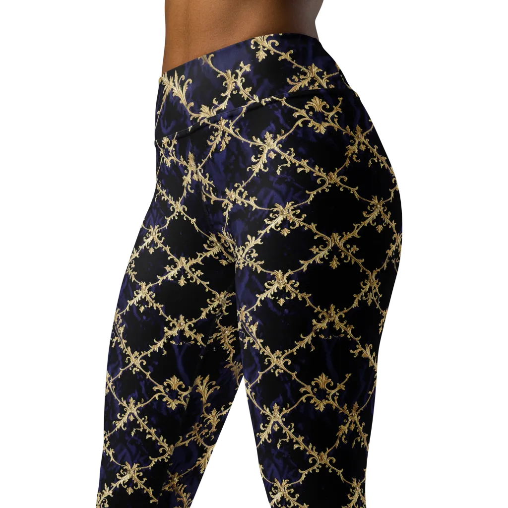 Nocturne Damask on Yoga Leggings — Left Front