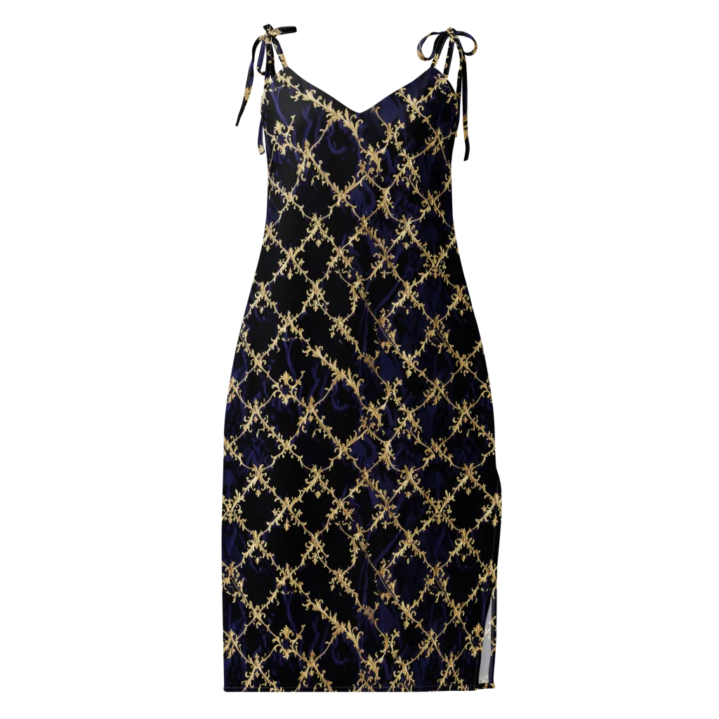 Nocturne Damask on Slip Dress — Front