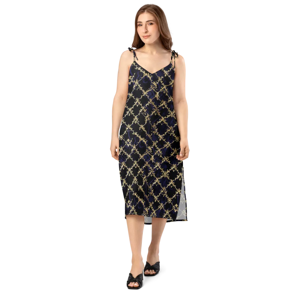Nocturne Damask on Slip Dress — Front