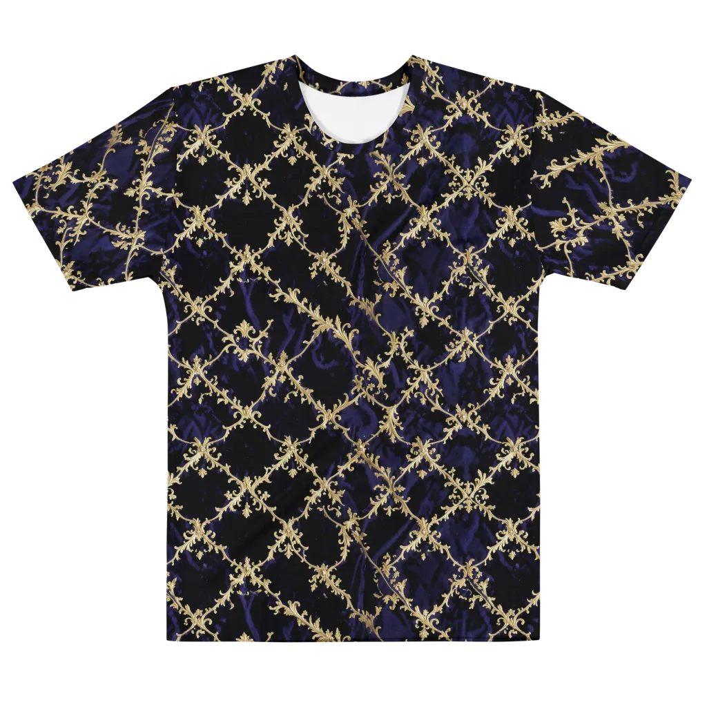 Nocturne Damask on Men's Cotton Crew Neck T-Shirt — Front