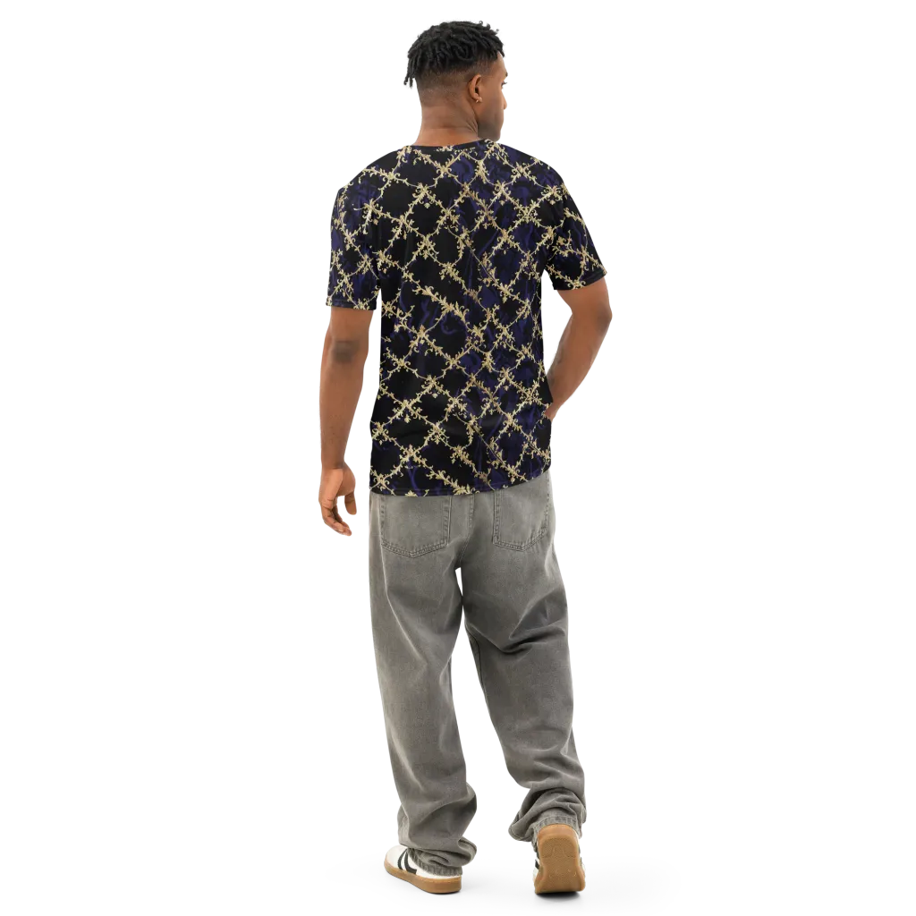 Nocturne Damask on Men's Cotton Crew Neck T-Shirt — Back