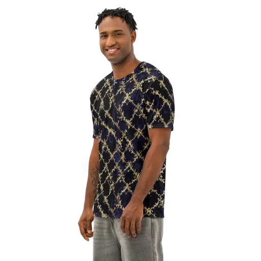 Nocturne Damask on a Men's Cotton Crew Neck T-Shirt