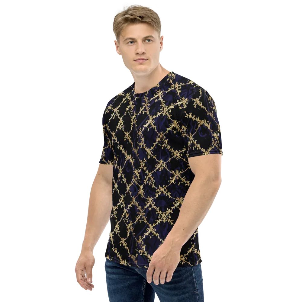 Nocturne Damask on Men's Crew Neck T-Shirt — Left