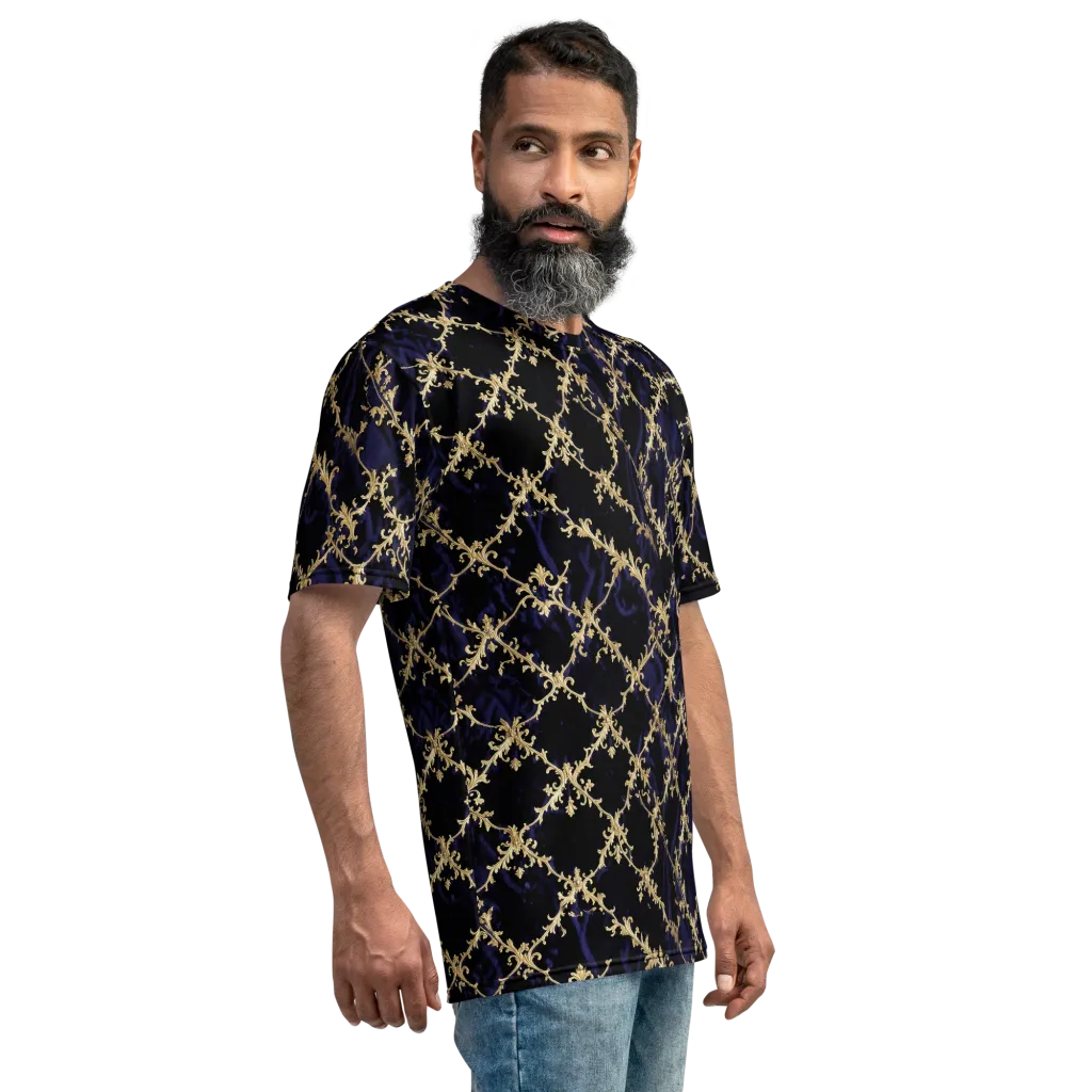 Nocturne Damask on Men's Crew Neck T-Shirt — Right