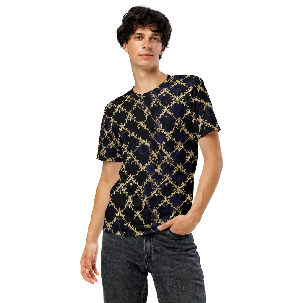Nocturne Damask on Men's Crew Neck T-Shirt — Front