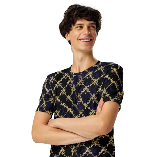 Nocturne Damask on a Men's Crew Neck T-Shirt