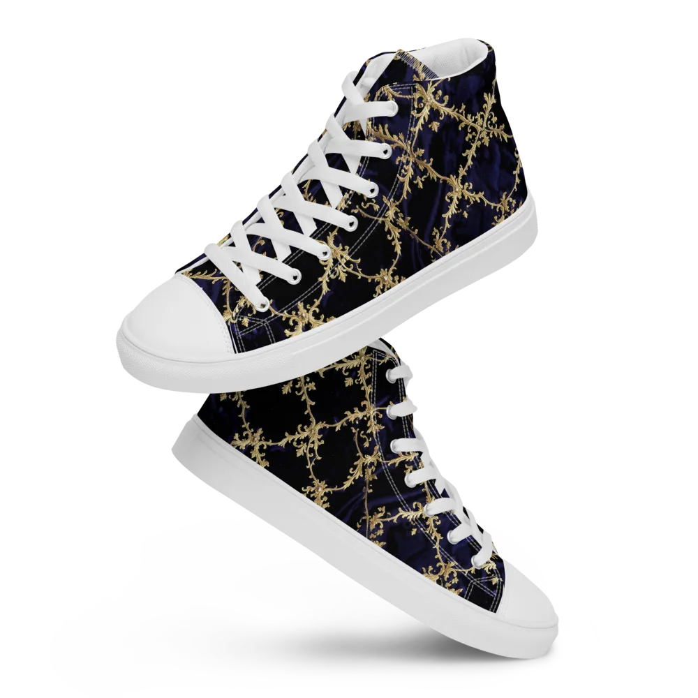 Nocturne Damask on Men's High Top Canvas Shoes — Front