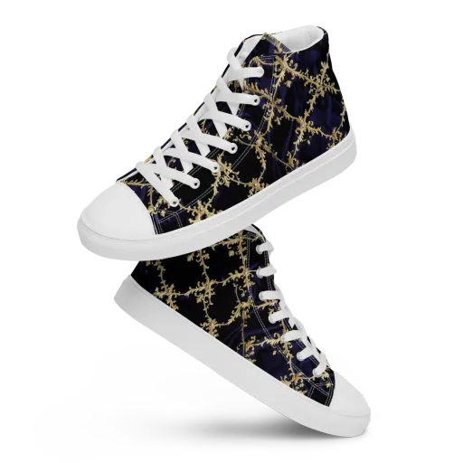 Nocturne Damask on a Men's High Top Canvas Shoes