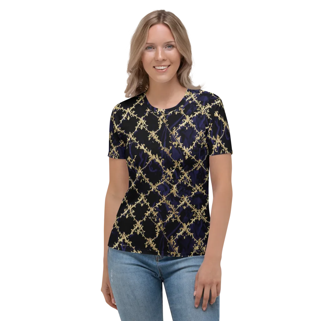 Nocturne Damask on Women's Crew Neck T-Shirt — Front