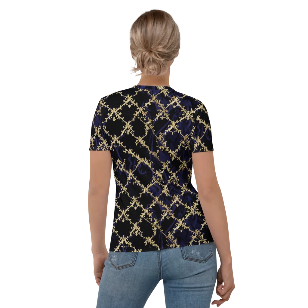 Nocturne Damask on Women's Crew Neck T-Shirt — Back