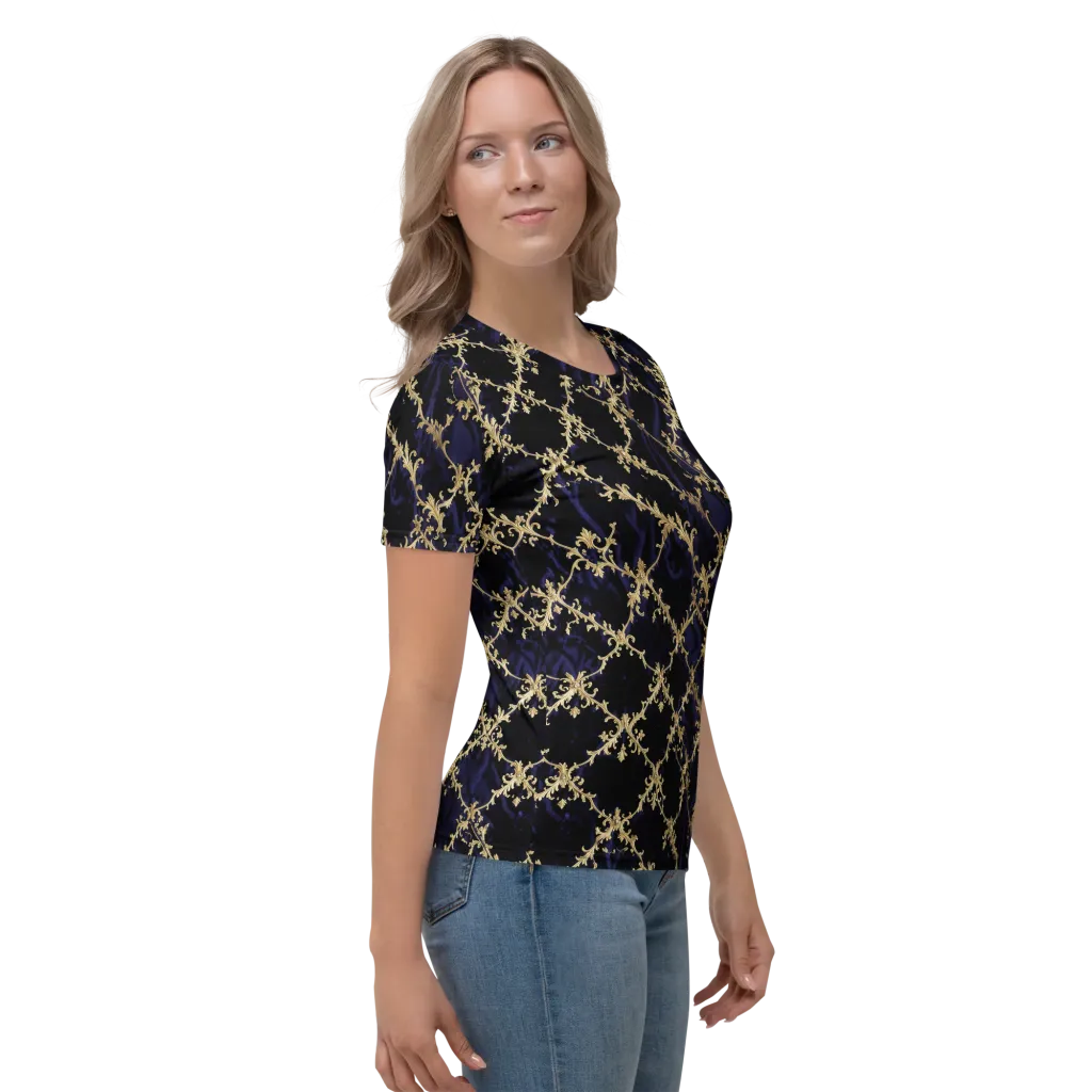 Nocturne Damask on Women's Crew Neck T-Shirt — Right