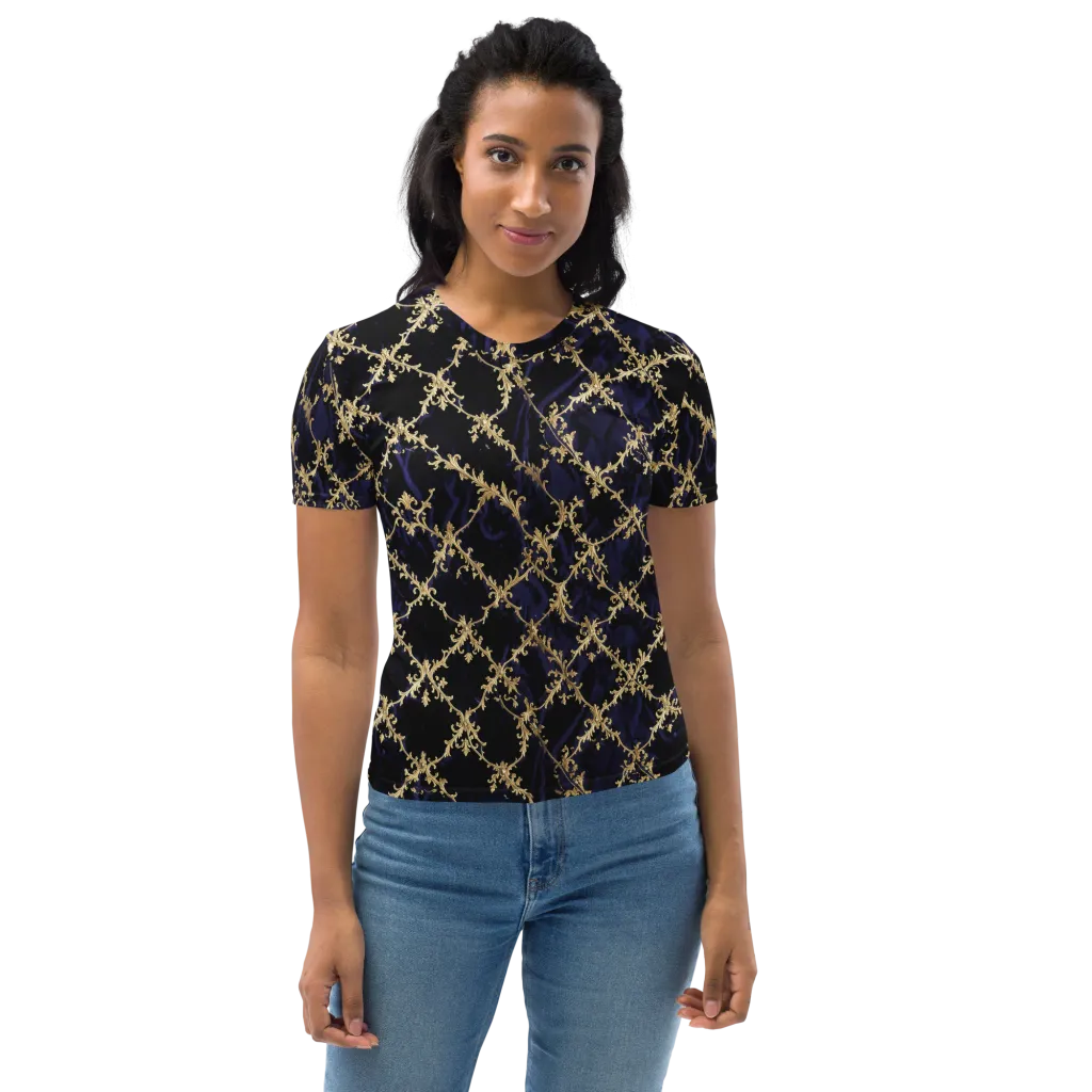 Nocturne Damask on Women's Crew Neck T-Shirt — Front