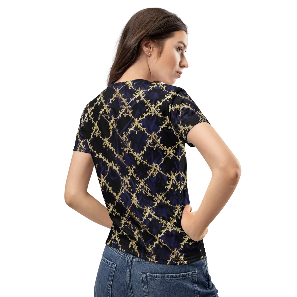 Nocturne Damask on Women's Crew Neck T-Shirt — Back