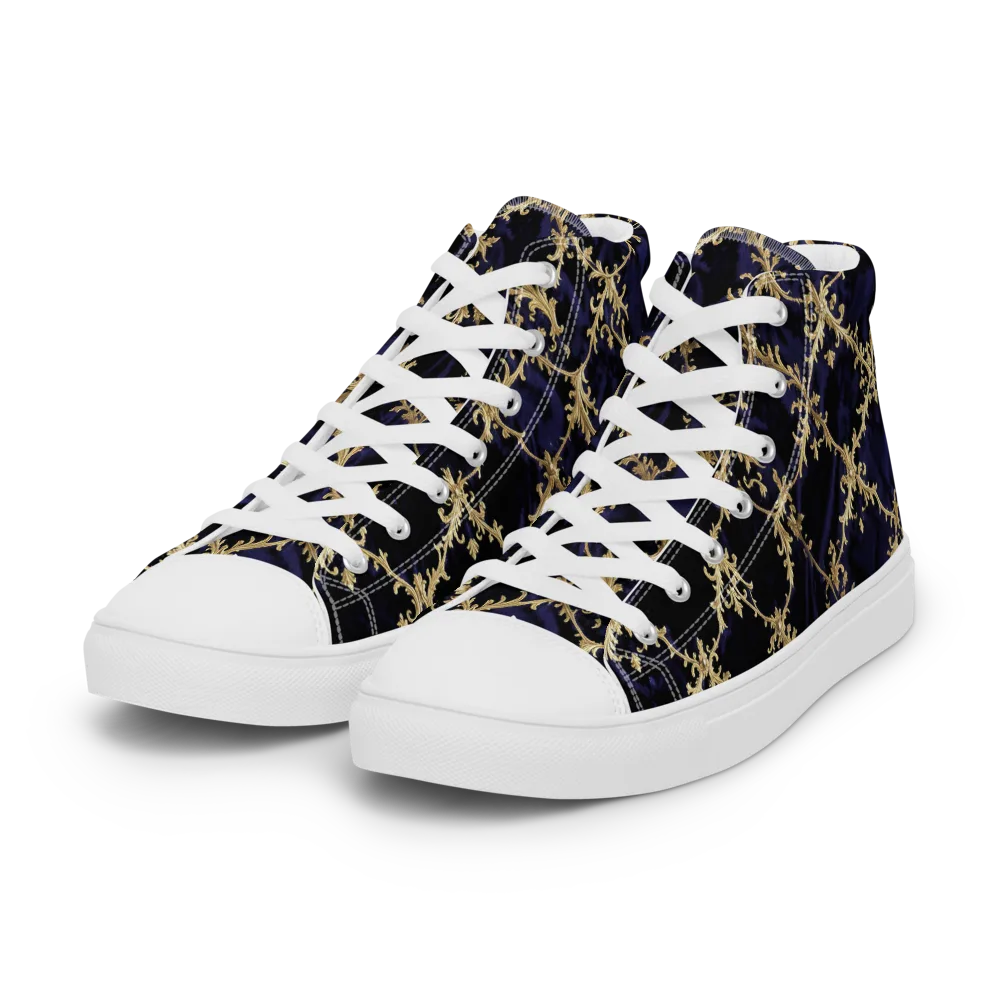 Nocturne Damask on Women's High Top Canvas Shoes — Left Front