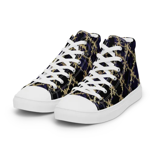 Nocturne Damask on a Women's High Top Canvas Shoes