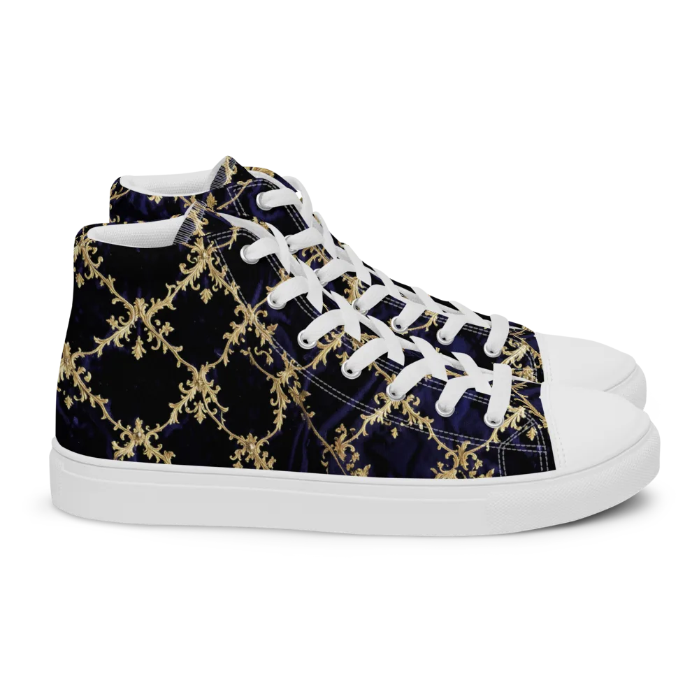 Nocturne Damask on Women's High Top Canvas Shoes — Right