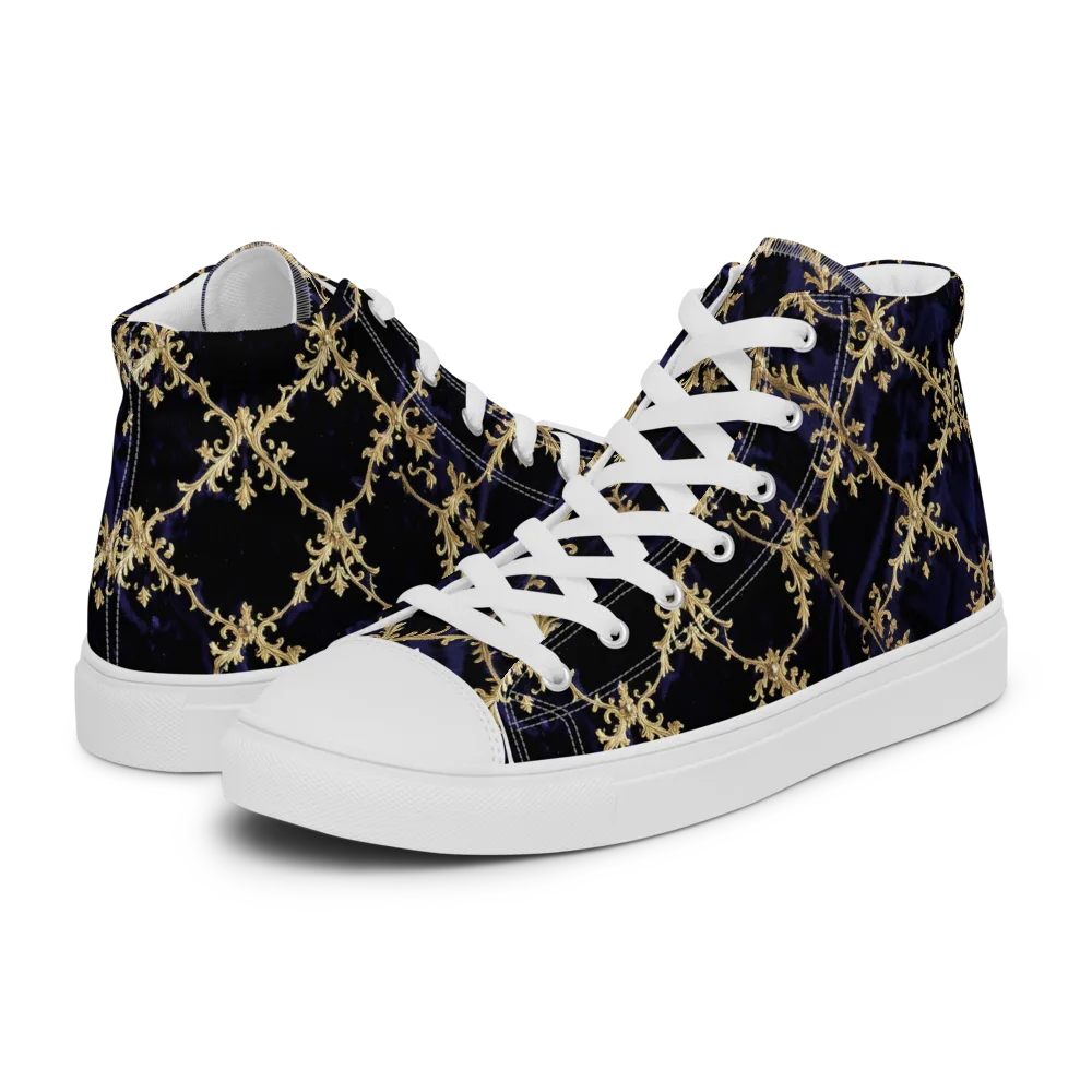 Nocturne Damask on Women's High Top Canvas Shoes — Left