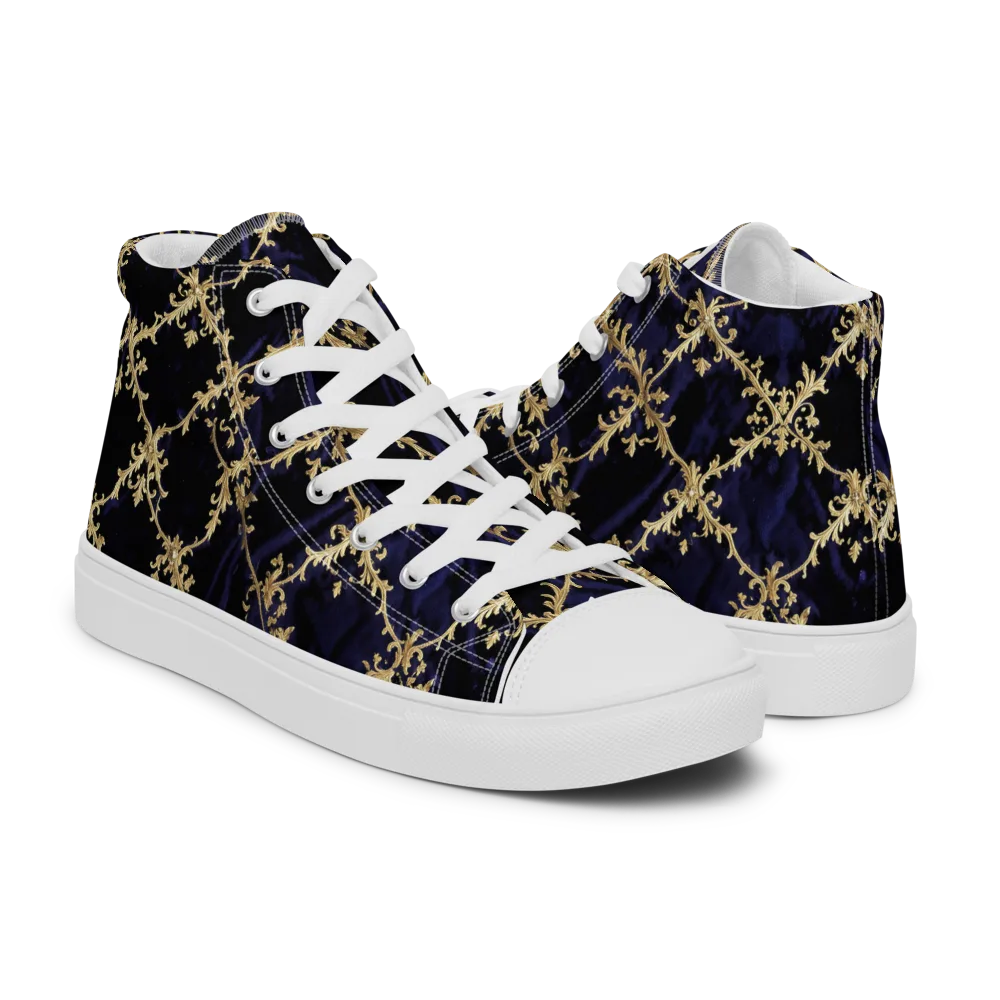 Nocturne Damask on Women's High Top Canvas Shoes — Right