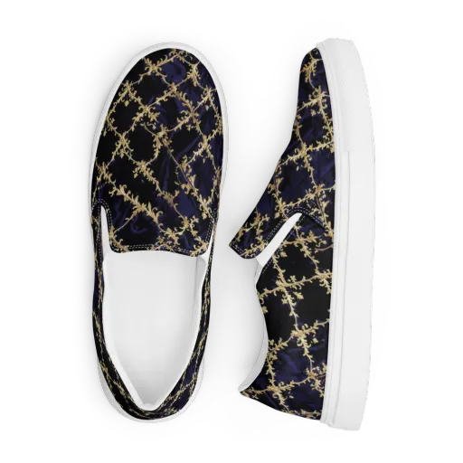 Nocturne Damask on a Men's Slip-On Canvas Shoes