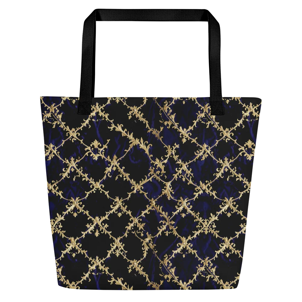 Nocturne Damask on Large Tote Bag W/ Pocket — Front