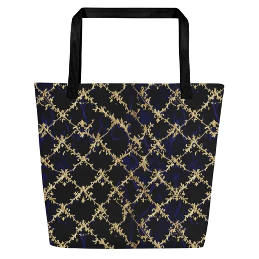 Nocturne Damask on a Large Tote Bag W/ Pocket