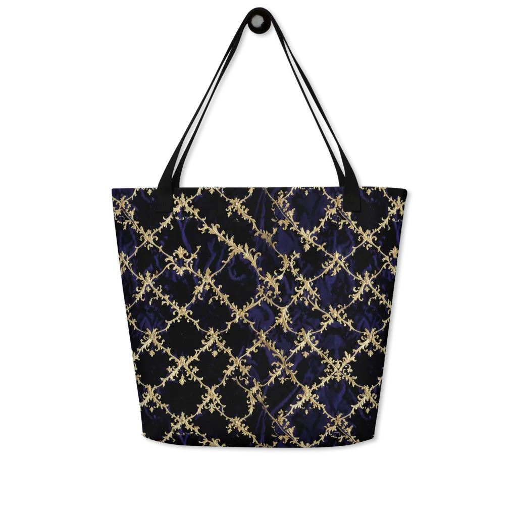 Nocturne Damask on Large Tote Bag W/ Pocket — Front