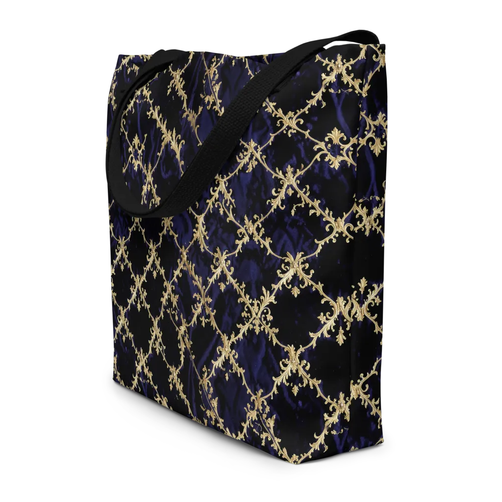 Nocturne Damask on Large Tote Bag W/ Pocket — Front
