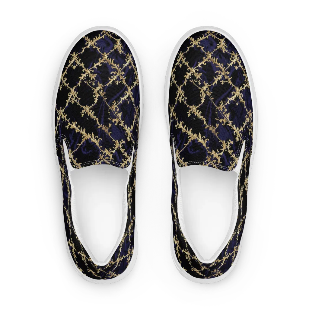 Nocturne Damask on Women's Slip-On Canvas Shoes — Front