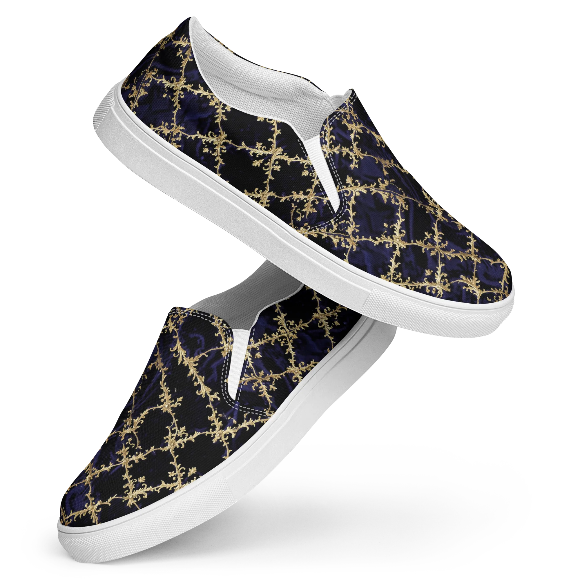 Nocturne Damask on Women's Slip-On Canvas Shoes — Front