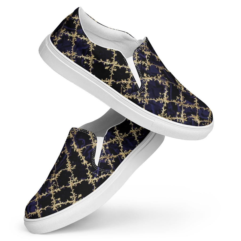 Nocturne Damask on Women's Slip-On Canvas Shoes — Front
