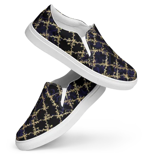 Nocturne Damask on a Women's Slip-On Canvas Shoes
