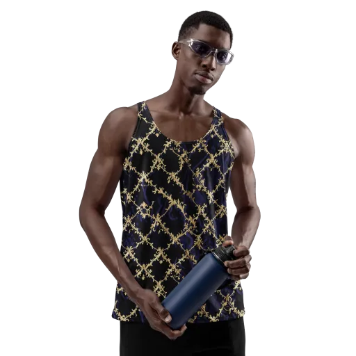 Nocturne Damask on a Men's Tank Top