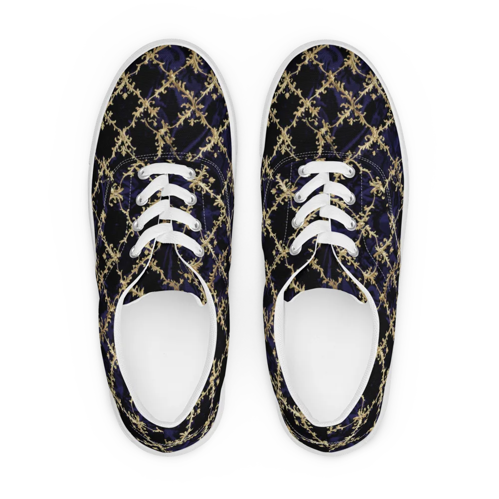 Nocturne Damask on Men's Lace-Up Canvas Shoes — Front