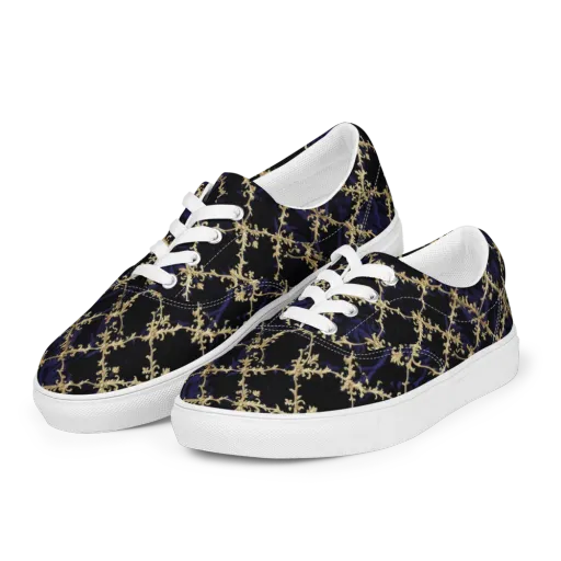 Nocturne Damask on a Men's Lace-Up Canvas Shoes