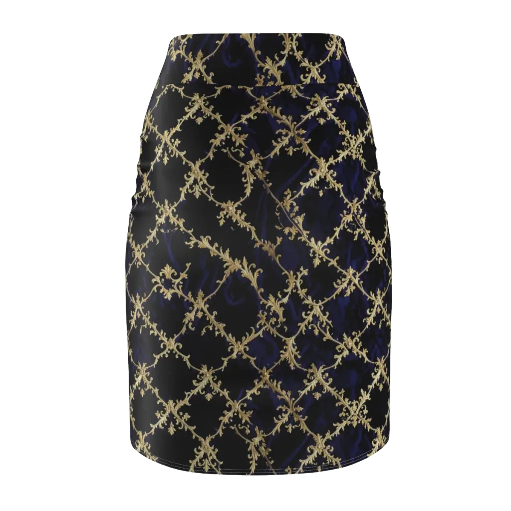 Nocturne Damask on Pencil Skirt — Back