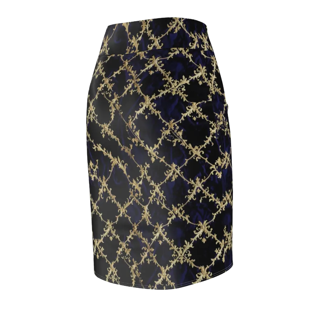 Nocturne Damask on Pencil Skirt — Back Side