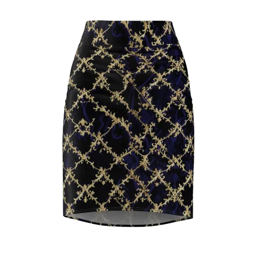 Nocturne Damask on a Pencil Skirt