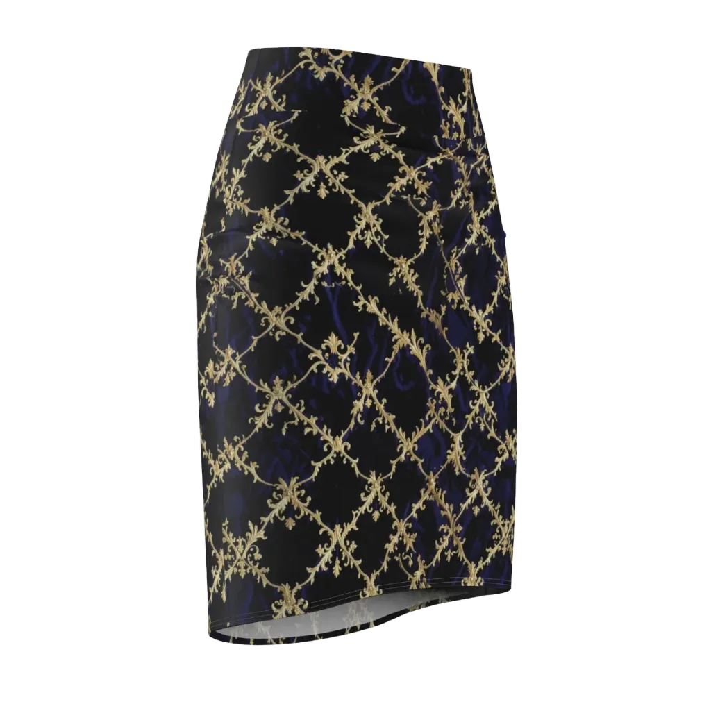 Nocturne Damask on Pencil Skirt — Front Side