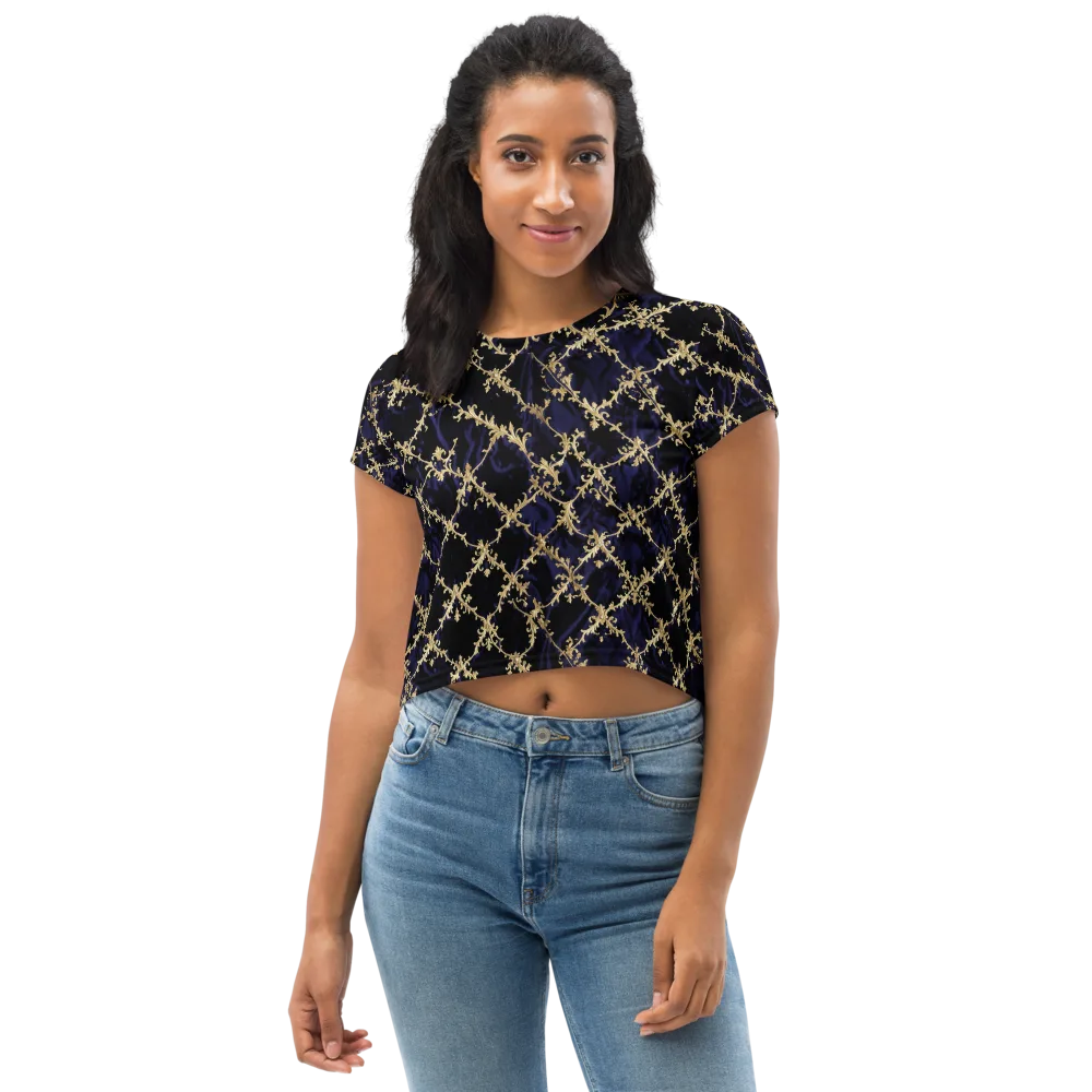 Nocturne Damask on Crop Tee — Front