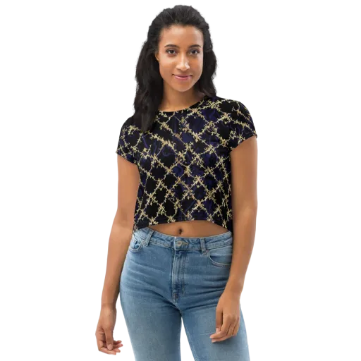 Nocturne Damask on a Crop Tee