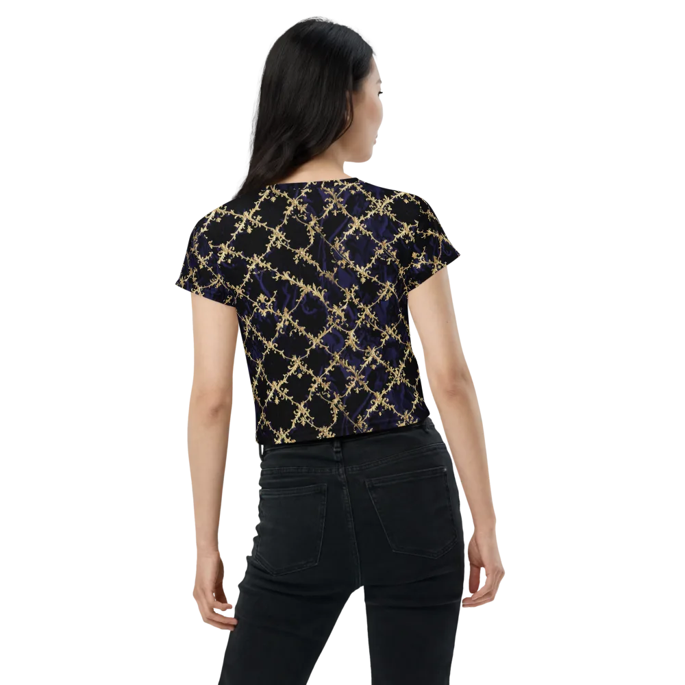 Nocturne Damask on Crop Tee — Back