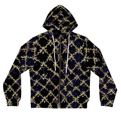 Nocturne Damask on a Women's Full-Zip Hoodie